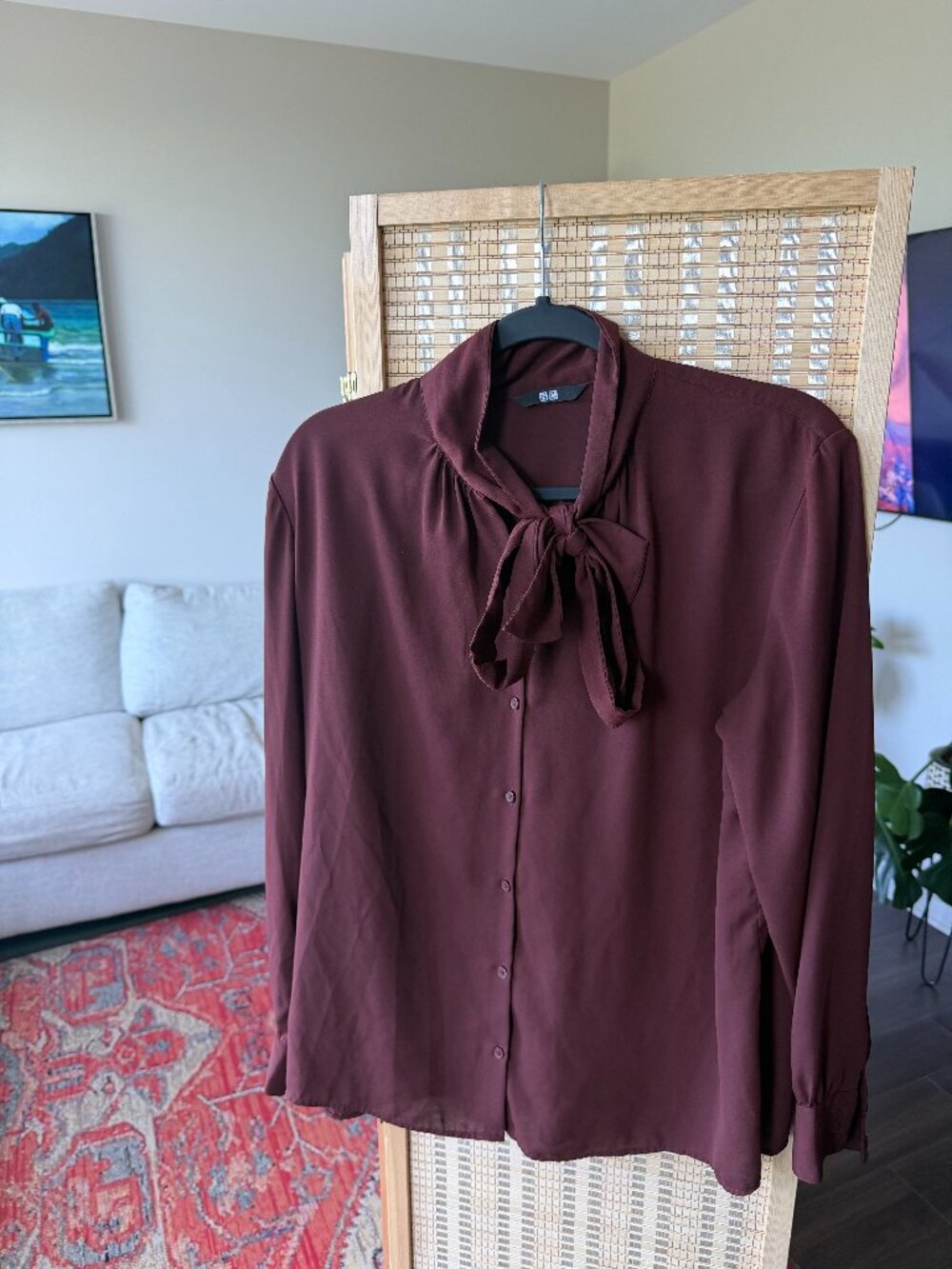 Uniqlo Bow Tie Chiffon Blouse